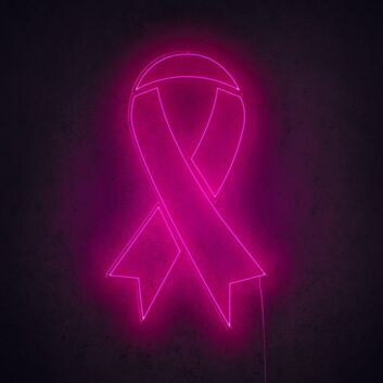 Breast Cancer Pink Ribbon Neon Sign shows support and awareness