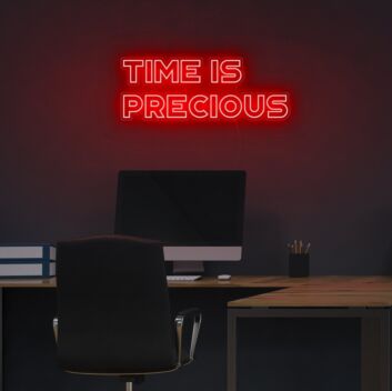 Time Is Precious Neon Sign for mindful and motivational spaces