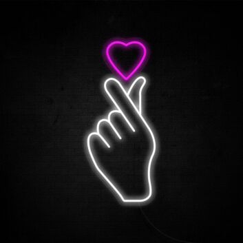 Finger Heart Neon Sign for cute and loving spaces