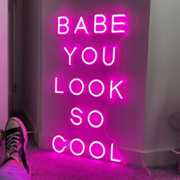 Babe You Look So Cool Neon Sign adds a stylish touch
