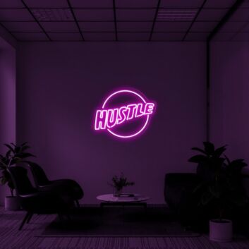 Hustle Logo Neon Sign for Motivational Spaces