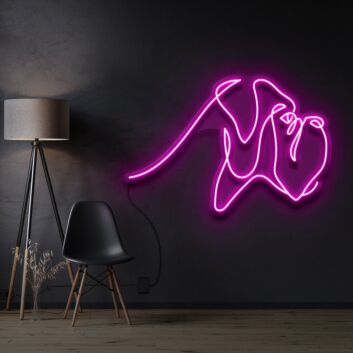 Boxer Line Art Neon Sign for Pet and Sports Enthusiasts