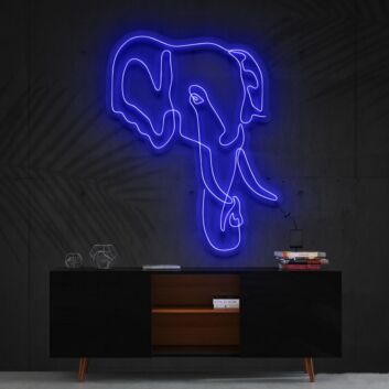 Elephant Line Art Neon Sign for Nature and Animal Lovers