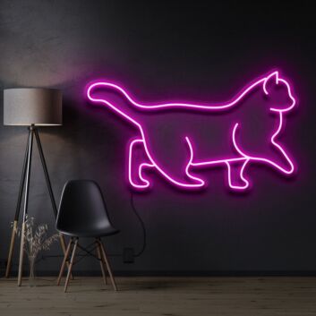 Walking Cat Neon Sign for Pet Lovers and Kids Rooms