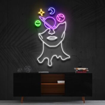 Galaxy Brain Multicolour Neon Sign for Cosmic Themed Spaces
