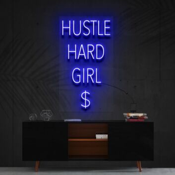 Hustle Hard Girl Neon Sign for Motivational Spaces