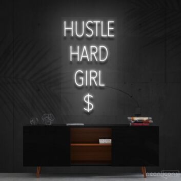 Hustle Hard Girl Neon Sign for Motivational Spaces