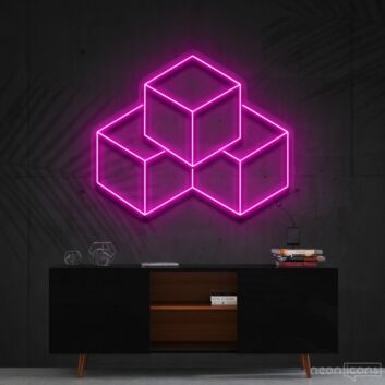3D Cubes Neon Sign for Geometric Art Lovers