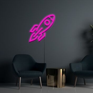 Rocket Ship Neon Sign Ideal for space-themed rooms and kids' spaces