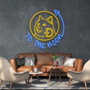 Doge To The Moon Sign Neon Sign Celebrate cryptocurrency with this fun sign