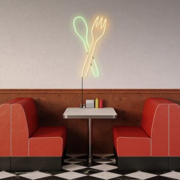Spoon And Fork Neon Sign Great for kitchens and dining areas