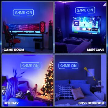 Game On Deep Blue Neon Sign Teen Dorm Room