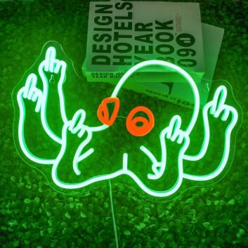 Green Octopus with Red Eyes Neon Sign Kids Room Fun