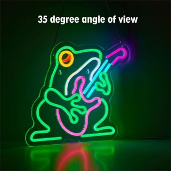 Guitar-Playing Frogs Neon Sign Music Room Fun