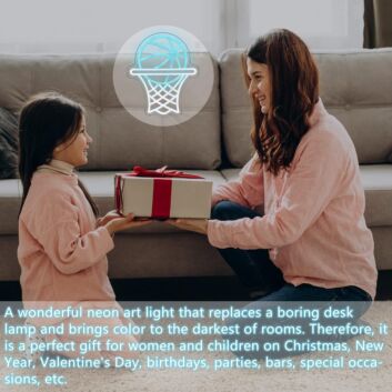 Ice Blue Basketball and White Basketball Neon Sign Sports Enthusiast