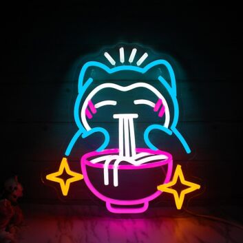Snorlax Eating Ramen Neon Sign Anime Kids Room
