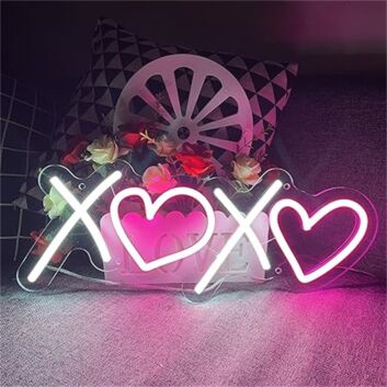 Brighten up Your Bedroom, Bar, or Wedding Ceremony with the Aesthetic Bedroom Xoxo With Heart LED Neon Sign