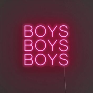 Add a Vibrant Touch to Your Bar, Bachelor Pad, or Game Room with the Boys Boys Boys LED Neon Sign.