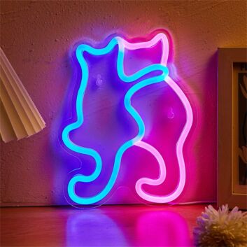 Brighten Up Your Space: Cat Shaped Blue LED Neon Sign Perfect for Home Decor, Bars, and Quirky Weddings.