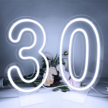 Celebrate the Big 30 in Style: Customized LED Neon Light Number 30 Birthday LED Neon Sign for Memorable Home Celebrations, Chic Bars, and Vibrant Office Parties.