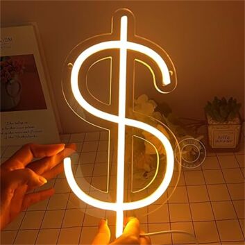 Brighten up your bar, office, or store ambiance with the sleek Dollar Dollar LED Neon Sign.