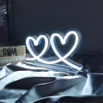 Brighten Up Your Spaces: Double Love Heart Home LED Neon Sign Perfect for Home Decor, Weddings, and Romantic Celebrations.