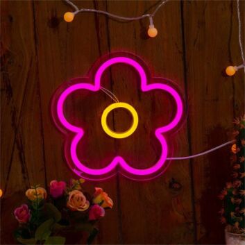 Brighten Your Space: Flower LED Neon Sign for Chic Home Decor, Offices, Storefronts, Bars, and Unforgettable Weddings