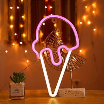 Brighten Your Space with Ice Cream LED Neon Sign - Perfect for Home Decor, Bars, and Playrooms