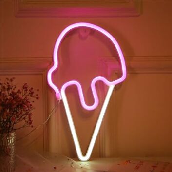 Brighten Your Space with Ice Cream LED Neon Sign - Perfect for Home Decor, Bars, and Playrooms