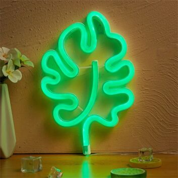 Brighten Your Space: Leaf Shape Green LED Neon Sign for Home Decor, Office Ambiance, or Vibrant Bar Settings