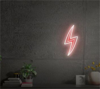 Brighten Your Bar or Office Space with the Vibrant Lightning Red And White LED Neon Sign.