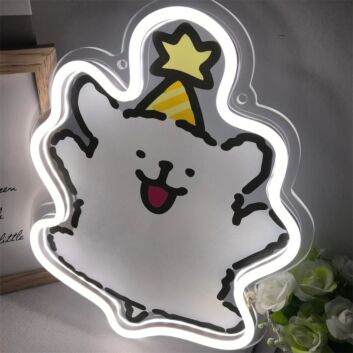 Brighten Up Your Child&#039;s Room or Nursery with the Adorable Line Puppy Maltese Cartoon Mini LED Neon Sign.