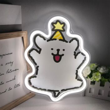 Brighten Up Your Child's Room or Nursery with the Adorable Line Puppy Maltese Cartoon Mini LED Neon Sign.