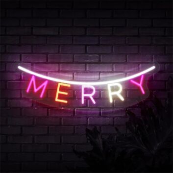 Elevate Your Celebrations: Merry Banner LED Neon Sign Perfect for Weddings, Parties, and Festive Home Decor.