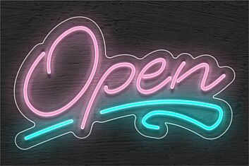 Brighten Up Your Bar, Office, or Storefront with the Open With Squiggle Line LED Neon Sign.