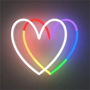 Brighten Up Your Space: Rainbow Heart LED Neon Sign for Weddings, Bars, and Home Décor