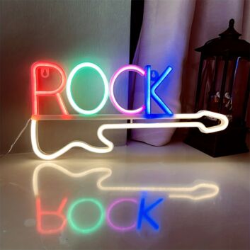 Brighten Your Space: Rock Sign For Wall Decor LED Neon Light for Home, Office, and Bar Ambiance Enhancement