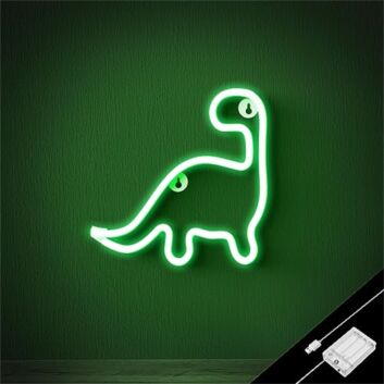 Brighten Your Child's Bedroom or Playroom Adventure with the Room Dinosaur Green LED Neon Sign