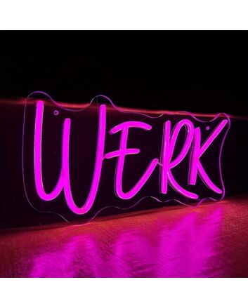 Brighten up your bar or office ambiance with the Werk Word LED Neon Sign.