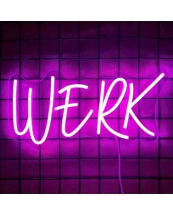 Brighten up your bar or office ambiance with the Werk Word LED Neon Sign.