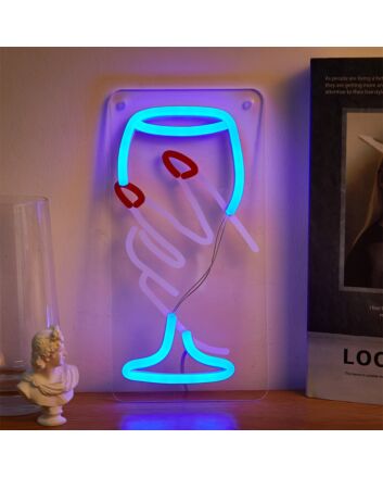 Enhance Your Home, Bar, or Party Ambiance with the Wine Glass Shaped Night Lights LED Neon Sign.