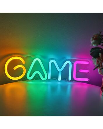 Brighten Your Game Room and Elevate Parties with the Yellow Green Ice Blue Game Letter LED Neon Sign.