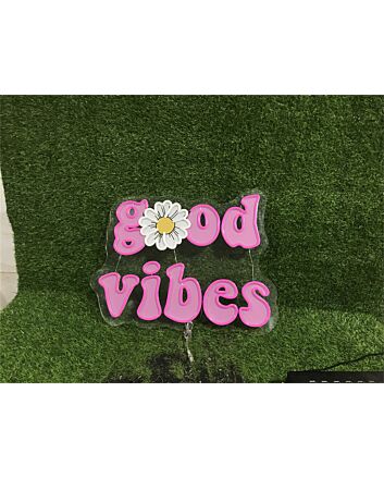 Brighten Your Space: Good Vibes UV Logo Sign Custom LED Neon Sign for Office, Bars, and Wedding Celebrations.