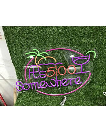 Enhance your bar, man cave, or weekend gatherings with the 'It's 5 Pm Somewhere Party LED Neon Sign' - Perfect for any festivity!