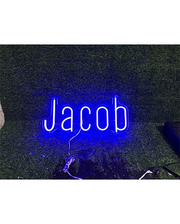 Elevate your wedding, bar ambiance, or office space with the Personalize Custom Jacob LED Neon Sign.
