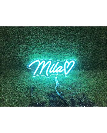 Elevate Your Space: From Weddings to Bars with the Personalize Custom Mila With Heart LED Neon Sign.