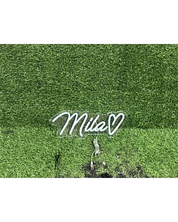 Elevate Your Space: From Weddings to Bars with the Personalize Custom Mila With Heart LED Neon Sign.