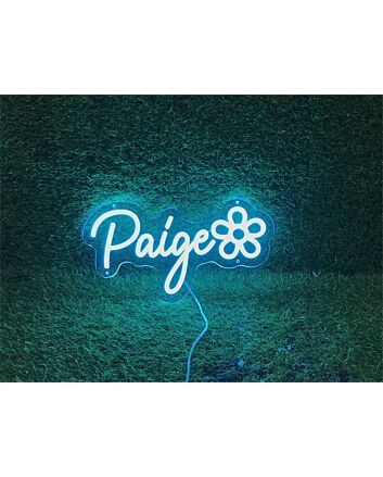 Brighten Your Special Moments: Personalize Custom Paige With Flower LED Neon Sign for Weddings, Parties, and Home Decor