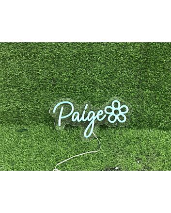 Brighten Your Special Moments: Personalize Custom Paige With Flower LED Neon Sign for Weddings, Parties, and Home Decor