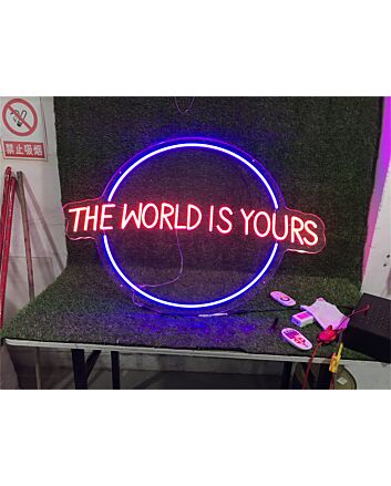 Brighten Your Office, Store, or Bar Ambience with The World Is Yours LED Light LED Neon Sign.